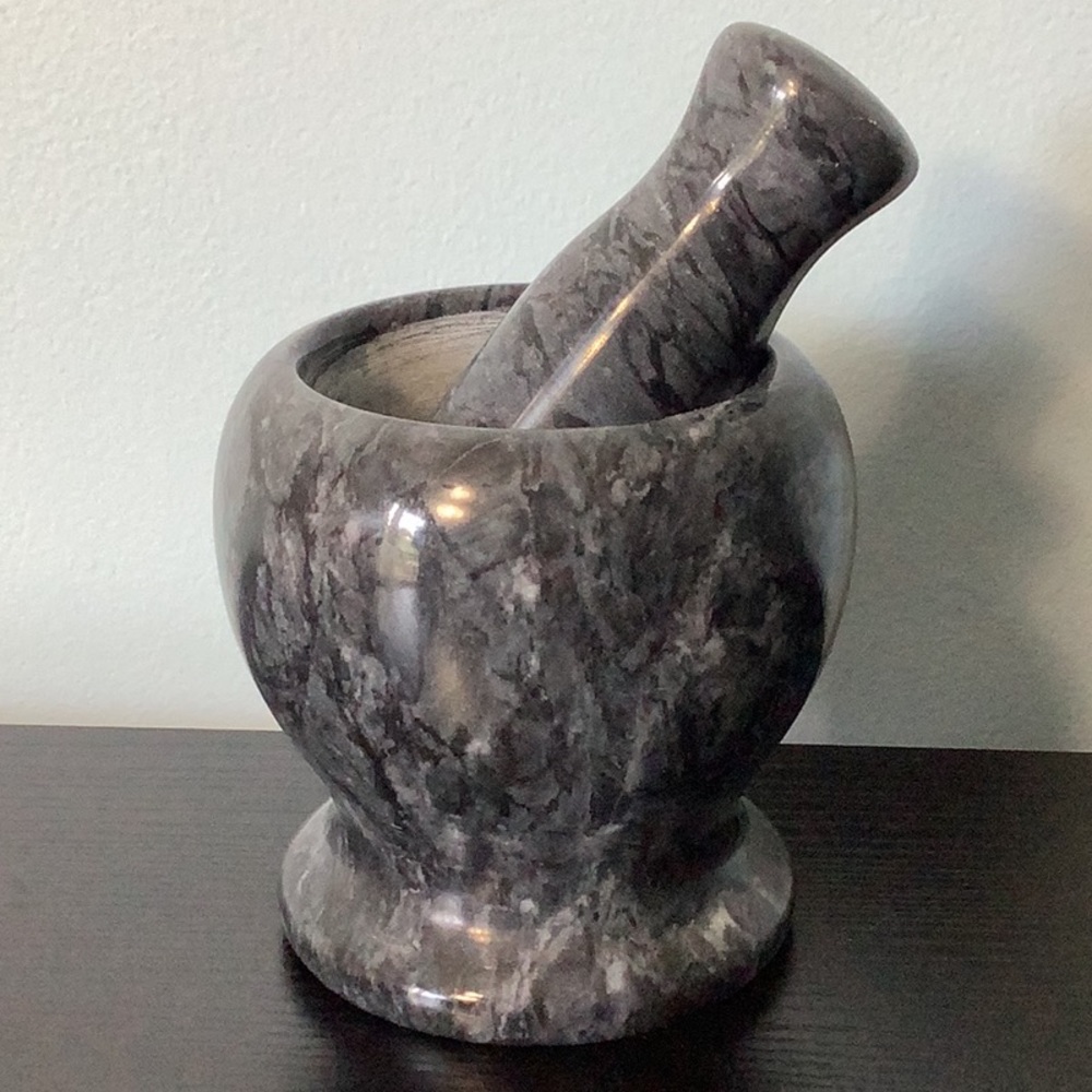 NEW Black Marble Mortar and Pestle Set Kitchen Spice Herb Pill Stone Grinder - Picture 5 of 5